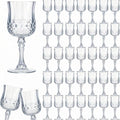 Pinkunn 50 Pcs 7 oz Plastic Vintage Wine Glasses Reusable Colored Goblets Patterned Drinking Water Glasses Cup Dishwasher Safe for Mother's Day Wedding Reception Party Supplies (Transparent)