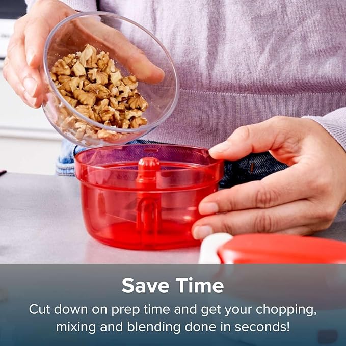 Tupperware Power Chopper Mini - Manual Food Processor - 300ml Capacity - No Electricity Needed - Ideal for Chopping Herbs, Nuts, Garlic, Vegetables - Food Preparation Accessory & Kitchen Gadget