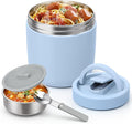 Thermo for Hot Food Adults, 40.5oz Wide Mouth Soup Thermo Lunch Containers with Spoon, Stainless Steel Vacuum Insulated Bento Lunch Box,Lunch Containers with Handle(Blue)