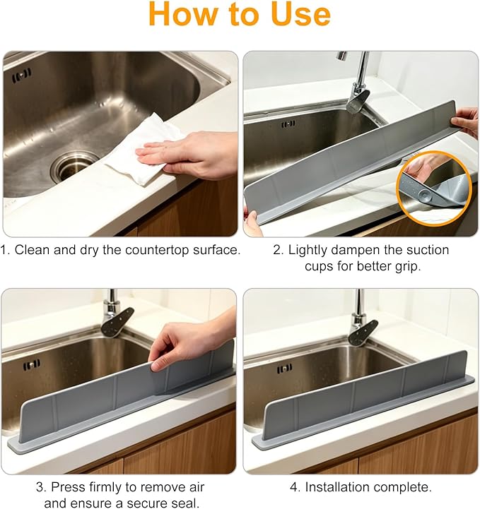 EEEKit 21 Inch Silicone Sink Splash Guard, Kitchen Sink Protector with Suction Cup, Water Splash Guard for Bathroom Sinks, Washbasin, Bathtub, Island
