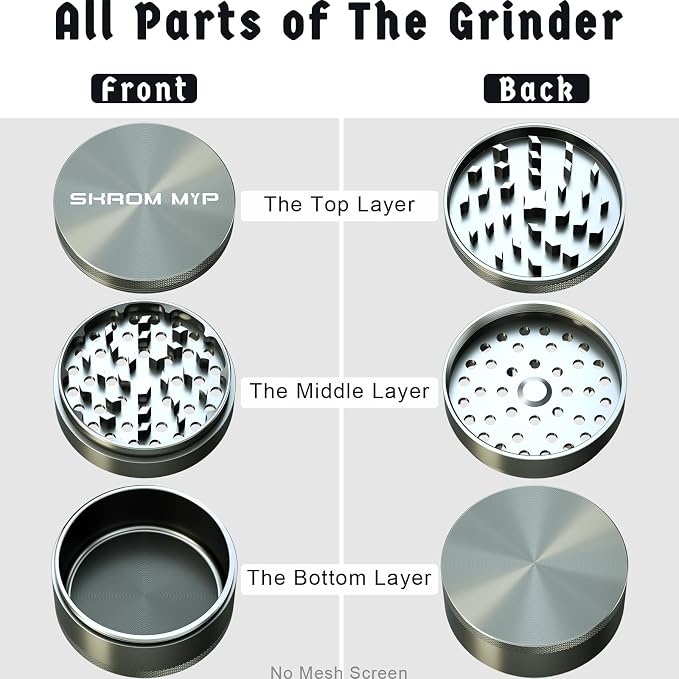 Spice Grinder, Aluminum Large 3" (Grey)