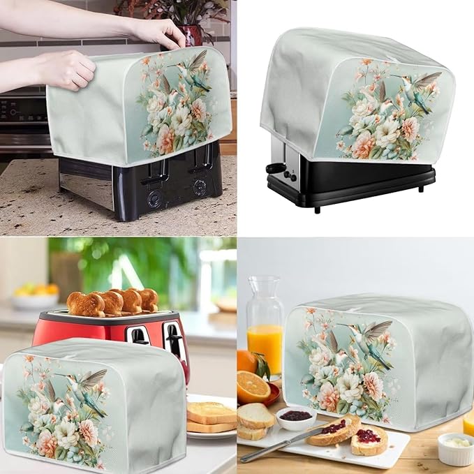 Hummingbird Toaster Cover Blender Cover Set Flower Kitchen Appliance Accessories Washable Coffee Maker Protection Dustproof Washable