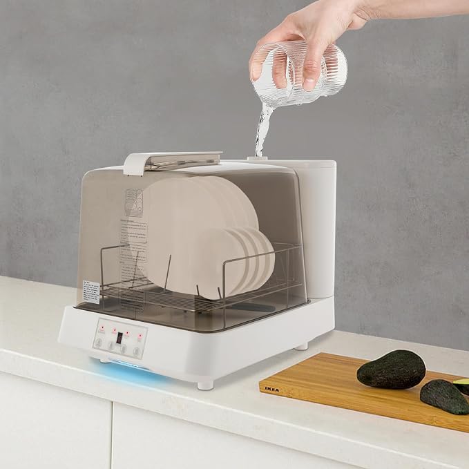 Portable Countertop Dishwasher, 800W Automatic Dishwasher, Countertop Mini Dishwashers with 360° Rotating Spray & 1.59 Gal Water Tank for Apartments Rv Dormitories Boats Campers