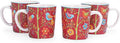 Bico Red Spring Birds Ceramic Coffee Mugs Set of 4, 18 oz Large Tea Cups with Handle, Aesthetic Latte Mugs for Cappuccino Cocoa, Lead-Free, Dishwasher and Microwave Safe, Housewarming Gift