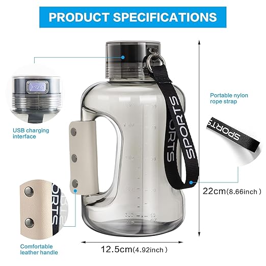 Hydrogen Water Bottle Generator 1.5L High-Capacity, USB Portable Hydrogen Water Machine, Hydrogen Water Ionizer Cup, Sports Water Bottle with SPE/PEM Technology (White)
