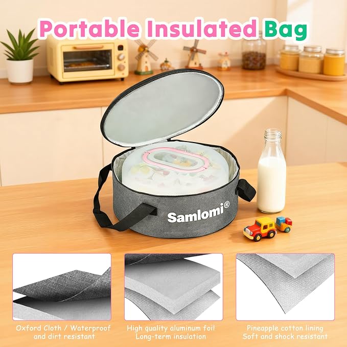 Cake Carrier, Cake Stand with Lid, Bpa-Free Cake Holder with Lid for 10 Inch Round Cake Carrier with 10 pcs Round Golden Cake Boards and Portable Insulated Bag & Two Boxes of Cupcake Paper Liners