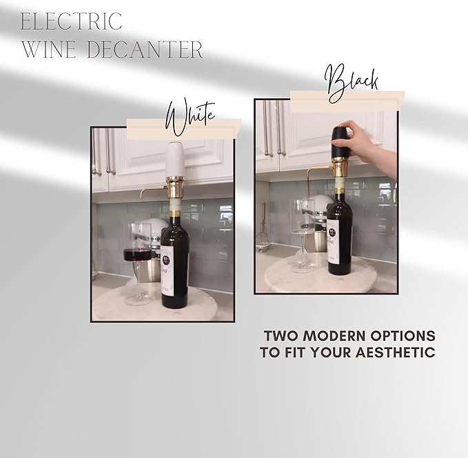 Sip & Shimmer Electric Wine Aerator, Modern Aerator, Electric Wine Dispenser, Black & Gold Wine Pourer, Automatic Wine Pump, Re-chargeable, Wine Gift, Valentines Day Gift for Him