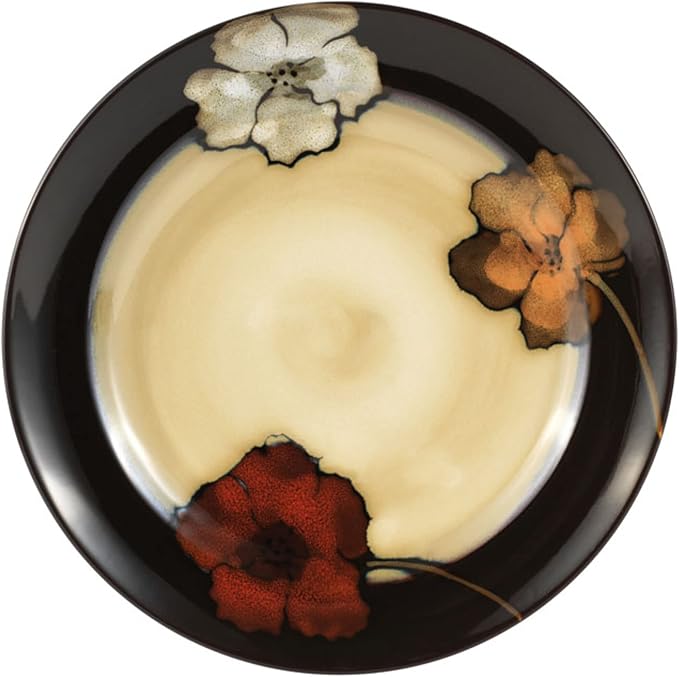 Pfaltzgraff Painted Poppies 16-Piece Stoneware Dinnerware Set, Service for 4, Dinner Plates, Salad Plates, Bowls and Mugs, Dishwasher and Microwave Safe