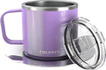 Stackable Insulated Espresso Cup with Saucer by Coldest - Insulated Triple Wall Travel Stainless Steel Travel Double Shot Espresso Coffee Mug with Sliding Lid (4 oz, Saturn's Moon Purple)