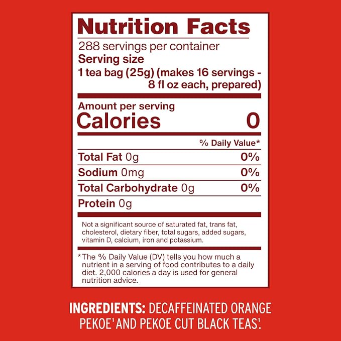 Luzianne Unsweetened Decaffeinated Iced Tea Bags, Gallon Size, 18ct Box, (Pack of 1)