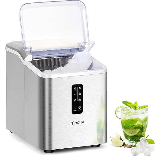 Countertop Ice Maker Machine, 26.5 lbs in 24Hrs, Electric ice Maker and Compact ice Machine with Ice Scoop and Basket, 2 Sizes of Bullet Ice for Home/Kitchen/Office
