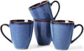 MONITO 17 OZ Coffee Mugs Set of 4, Large Ceramic Blue Coffee Mugs Set with handle for Tea/Latte/Milk/Cocoa, Funny Tea Cups for Office and Home, Engagement Gifts.(Starry Blue)
