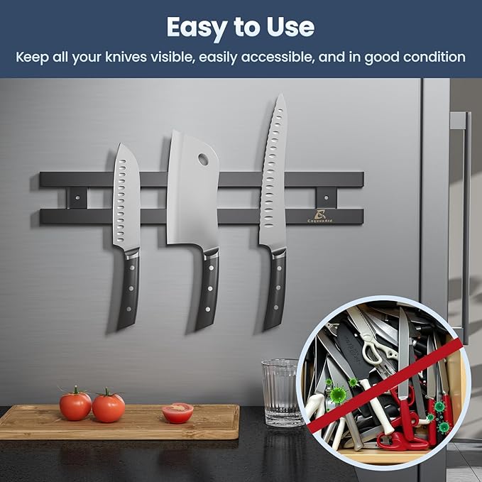 12 Inch Heavy-Duty Magnetic Knife Holder for Refrigerator, No Adhesive Tape or Screws Needed Knife Magnetic Strip for Strong Fridge Mount or Wall as Gifts for Women or Men