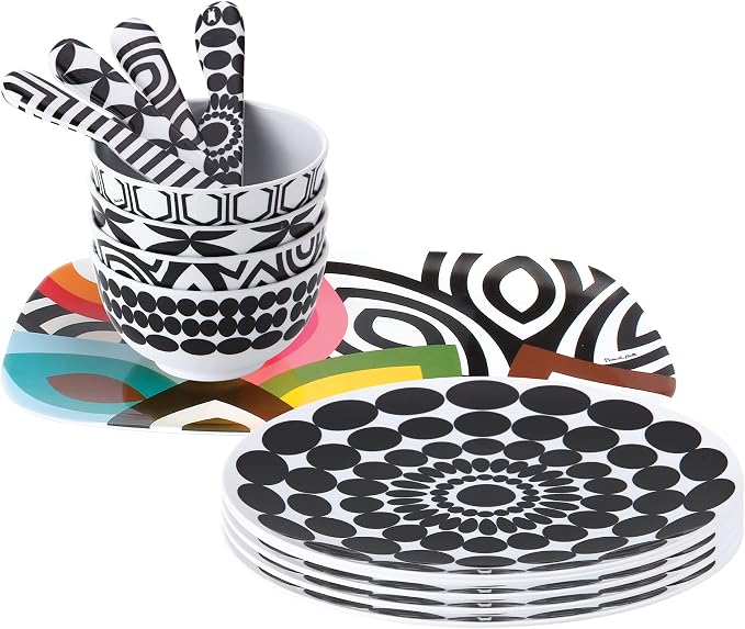 French Bull Plates - 4 Piece Set - 9 inch Melamine Salad Plates Set of 4 - Melamine Dinnerware for Indoor and Outdoor - Foli