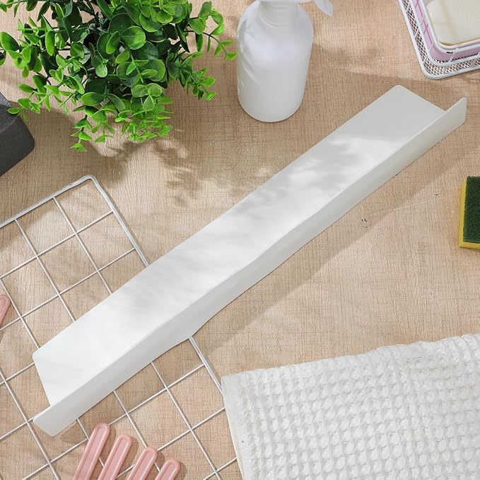 Silicone Sink Splash Guard for Kitchen Edge, 20 Inch Long Water Barrier with Strong Suction Cups, White Dish Washing Baffle for Countertop, Wet Clothes Protector for Island & Bathroom, Reusa