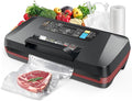 95KPa Vacuum Sealer Machine for Food, Automatic with Dual 12mm Heat Seal, 10-in-1 Modes, Built-in Cutter & Bag Storage, Includes 1 Roll and 10 Pre-Cut Bags