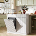 WLIVE 2 * 10 Gallon Double Tilt Out Trash Can Cabinet, Hidden Trash Can Cabinet with Storage Drawers,Food/Clothes Storage Pet Proof Wooden Trash bin Cabinet for Kitchen, Home, Laundry (White)