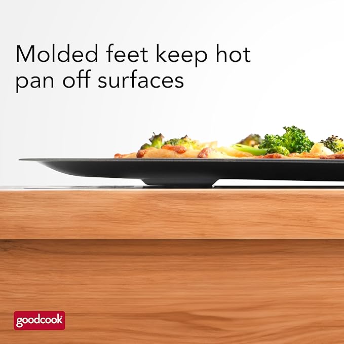 GoodCook AirPerfect Insulated Nonstick Carbon Steel Pizza Pan with Cutting Guides, Perforated Nonstick Pizza Pan, 15.75-Inch, Gray