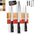 CUCINO Magnetic Knife Holder for Wall 10" No Drilling incl. Self Adhesive Tape - Extra strong Knife Holder - Awarded Knife Magnetic Strip - Made of Bamboo