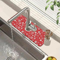 Christmas Merry Xmas Sink Splash Guard Santa Claus Faucet Absorbing Mat Fast Drying Mat Sink Gadgets Splash Guard Behind Faucet Drip Catcher for Kitchen Bathroom, 15.5"x5.5"