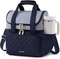 LOVEVOOK Insulated Lunch Bag for Women,Large Double Deck Adult Lunch Box,Teacher Lunch Tote Bag with Cup Holder,Leakproof Cooler Bag with Adjustable Shoulder Strap for Work Picnic Beach,Larger 15L