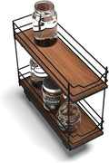 Home Zone Living Pull Out Kitchen Cabinet Organizer with 2 Tiers of Storage for Easy Access, 7.5”W x 20”D, Matte Black with Dark Brown, Virtuoso Collection