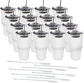 Amtidy 16 Pack 30oz Travel Mug, Powder Coated Stainless Steel Vacuum Double Wall Bulk Tumbler, Durable Insulated Coffe Cup with Splash Proof Lids straw and cleaning brush，for Home, Office, Party