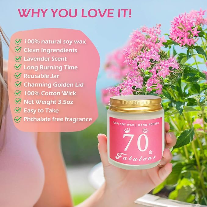 70th Birthday Gifts For Women - Happy Birthday Basket Box for Best Friends, Female Mom, Wife, Daughter, Sister, Girlfriend, Coworker, Bestie