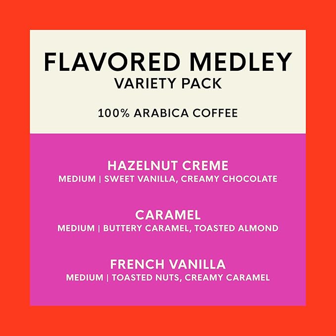 San Francisco Bay K-Cup Coffee Pods Flavored Variety Pack (40 ct), Includes Hazelnut Crème, Caramel, & French Vanilla, Commercially Compostable Single-Serve Flavored Coffee Pods