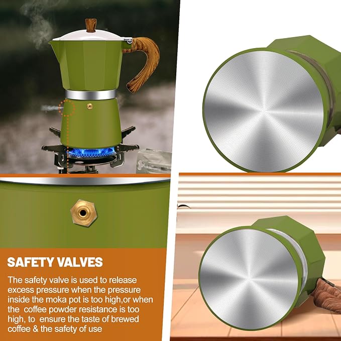3 Cup Aluminum Espresso Stovetop Moka Pot Express Coffee Maker Percolator Italian Classic Mocha Coffee Machine for Italian and Cuban Cafe Brewing for Home & Camping 150ml 5oz