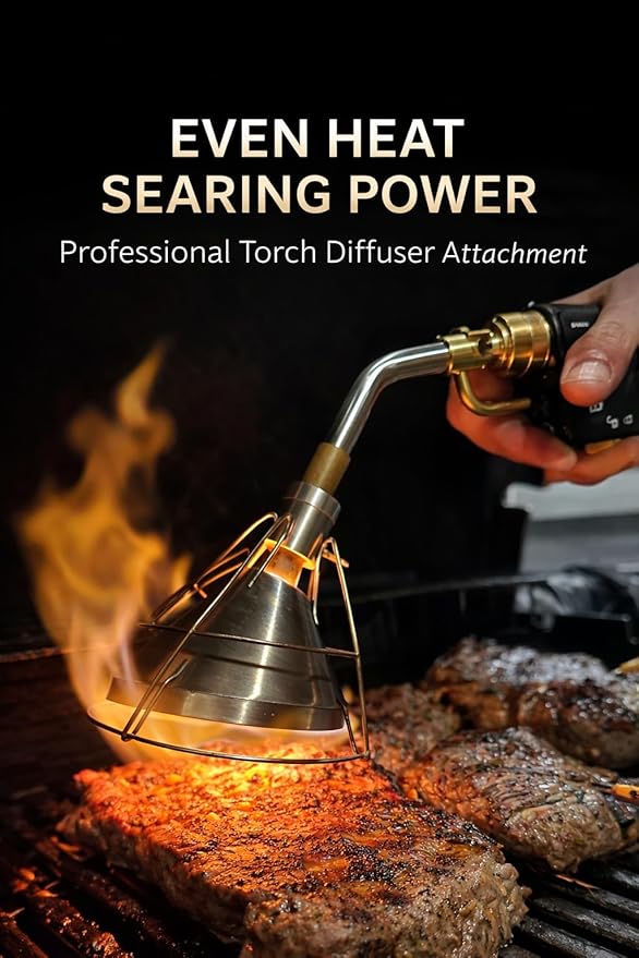 Cooking Torch Attachment for Pro Chef-Grade Searing, Sous Vide Grilling, Dessert Browning & Outdoor Broiling | Flame Control with Heat-Resistant Mesh, Compatible with Torch | Torch Not Included