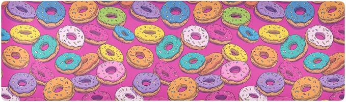 2-in-1 Table Runner Trivet for Hot Dishes Heat Resistant Hot Plate Mat Pad 39x12 Inch Waterproof Table Protector Trivets for Countertop Non Slip Decorative Cute Donuts Colorful