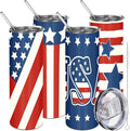 Norme 4 Pcs American Flag Tumbler Patriotic Gift 20oz 4th of July Independence Day Stainless Steel Tumbler with Lid Straw Brush Insulated Travel Mug Cup for Fathers Day Memorial Veteran
