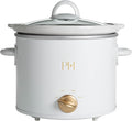 Paris Hilton 3.5-Quart Manual Slow Cooker, Naturally Nonstick Stoneware Ceramic Insert, Three Settings (Low, High, Warm), Dishwasher Safe Family Size Slow Cooker, White