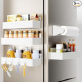 Mystozer Magnetic Spice Rack for Refrigerator, 4 Pack Magnetic Shelf and 1Pack Paper Towel Holder,Fridge Organizers and Storage White(5 Pack)