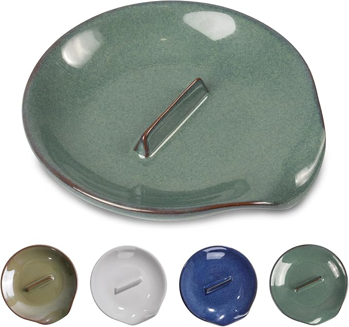 Egg Cracker Spoon Holder, Spoon Rest for Kitchen, Ceramic Spoon Holder for Stove Top, Cooking Spoon Holder,Heat Resistant Utensil Rest for Countertop, Dishwasher Safe