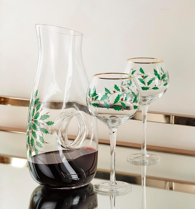 Lenox Holiday Drinkware Glassware Collection, Decanter & Wine Glass Set, 3-Piece