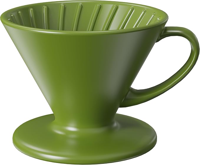 Artisan Series Coffee Dripper Made of High Fired Ceramic Material, Size 02, Ceramic Pour Over Coffee Maker Filter, Coffee Slow Brewing Accessories for Home, Office and Cafe, Green