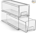Sorbus Small Wide Clear Storage Drawers (2 Pack) – Stackable Storage Drawers for Pantry, Fridge, or Cabinet – Slide Out Clear Bins with Handles for Organizing