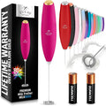 Zulay Kitchen Milk Frother Handheld Electric Whisk with AA Duracell Batteries – Durable Drink Mixer for Coffee, Lattes, Cappuccinos & More - Hot Pink