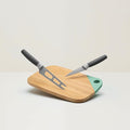 Berghoff LEO Natural Bamboo Cutting Board Non-stick Coating 18/10 Stainless Steel Blade Knives Set of 3pc Green & Grey Ergonomically Designed Handle