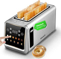 SAKAMOSH Smart Toaster 4 Slice, Touch Screen, Digital Toasters with 6 Browning Levels & 5 Bread Types, Bagel, Extra Long Wide Slots, Memory Function, Timer, 1400W, Stainless Steel