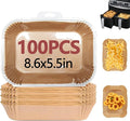 100PCS Air Fryer Liners for Ninja, 8.6 x 5.5 inch Disposable Air Fryer Paper Dual Basket, Non-Stick Unbleached Parchment Paper Baking Accessories Liners for Natural Ninja DZ201 DZ401