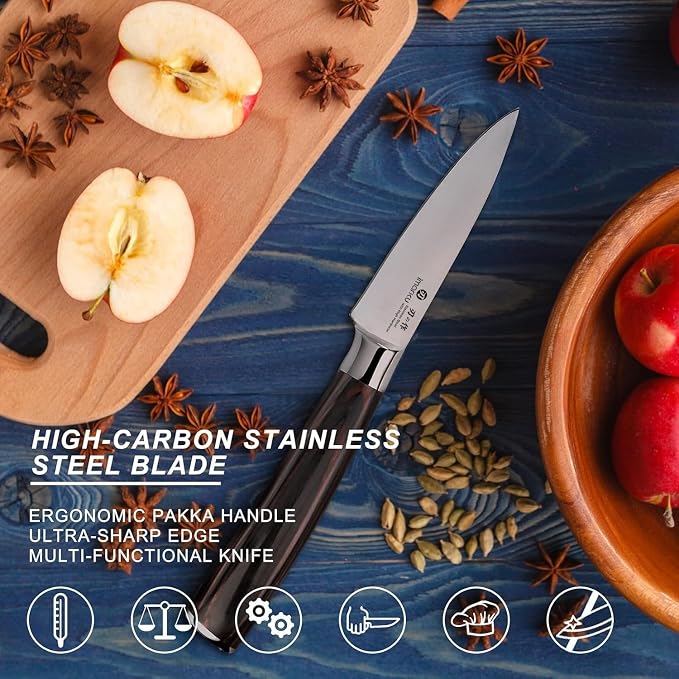 imarku Paring Knife - Paring Knives, 3.5 Inch Small Kitchen Knifes - Japanese High Carbon Stainless Steel Fruit Knife, Ergonomic Pakkawood Handle, Ultra Sharp Blade, Unique Gifts for Men and Women