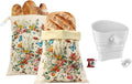 Sourdough Baking Set - 2 XL Beeswax Bread Bags for Homemade Bread (17×13 in) with Botanical Print & 1 Foldable Silicone Funnel Stand Mixer Attachment for 4.5-5 Quart Tilt-Head Mixers