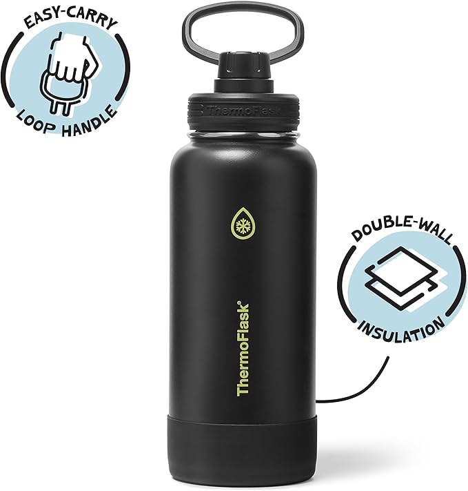 ThermoFlask Insulated Water Bottle with Spout Lid (32 oz, Shadow Glow) - Leakproof, Stainless Steel Water Bottle for Cold & Hot Drinks, Travel & Daily Hydration