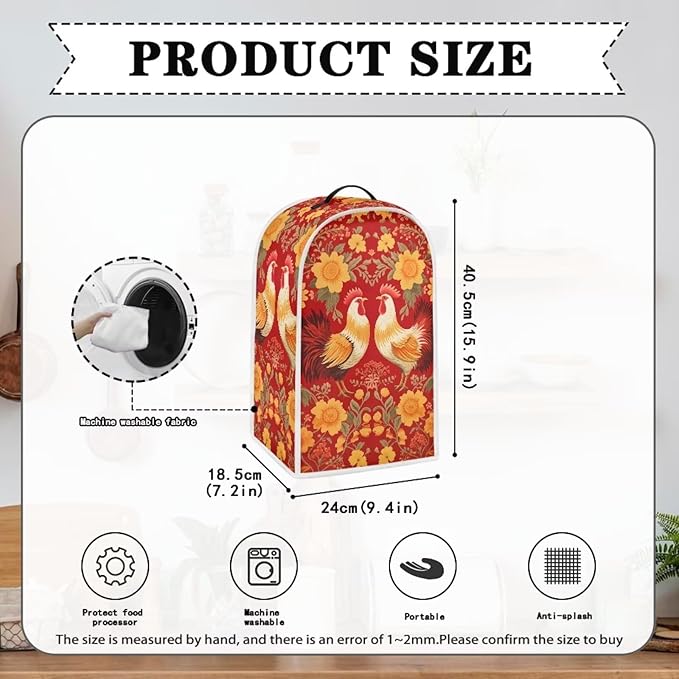 Rooster Dust Cover Kitchen Blender Cover Flower Washable Toaster Bread Maker Dustproof Cover Kitchen Appliance S