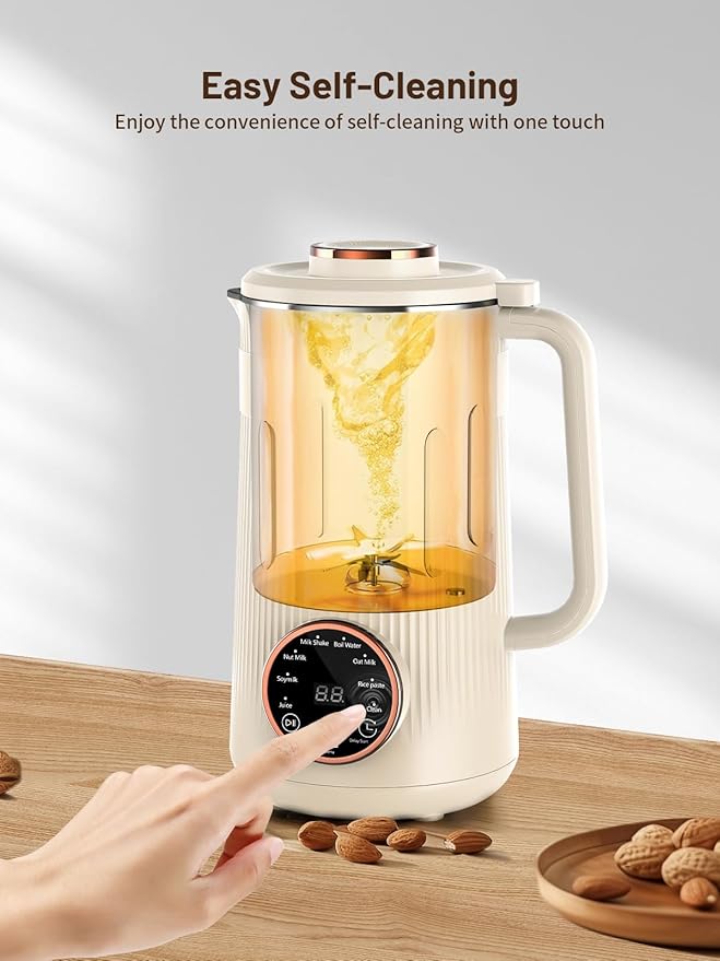 Nut Milk Maker Machine, 35oz Homemade Soy, Almond, Oat, Coconut, Plant Based and Non Dairy Beverages, 8 in 1 Automatic Soybean Machine With 12H Delay Start/Keep Warm/Boil Water