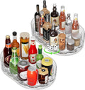 Lazy Susan Organizer for Refrigerator, 13.5'' x 8.5'' Clear Rectangular Turntable Fridge Organizer for Condiments in Refrigerator, Cabinet, Pantry, or Kitchen Countertop (2 Pack)