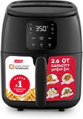 Dash Tasti-Crisp™ Digital Air Fryer – 2.6 Quart Small Compact Mini Air Fryer for French Fries, Nuggets & More, 1-2 People, Auto Shut Off, Adjustable Temp, Dishwasher Safe Parts - Black